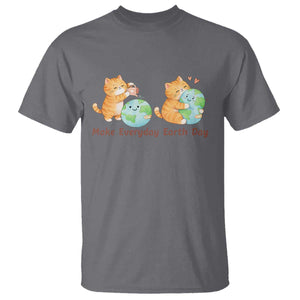 Make Everyday Earth Day T Shirt Cute Cat Healing Planet Earth TS12 Charcoal Print Your Wear
