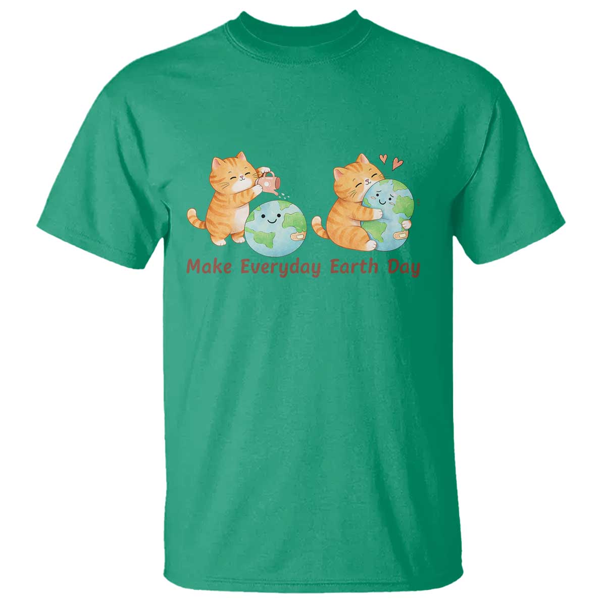 Make Everyday Earth Day T Shirt Cute Cat Healing Planet Earth TS12 Irish Green Print Your Wear