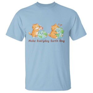 Make Everyday Earth Day T Shirt Cute Cat Healing Planet Earth TS12 Light Blue Print Your Wear