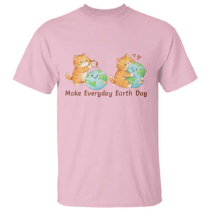 Make Everyday Earth Day T Shirt Cute Cat Healing Planet Earth TS12 Light Pink Print Your Wear