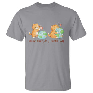 Make Everyday Earth Day T Shirt Cute Cat Healing Planet Earth TS12 Sport Gray Print Your Wear