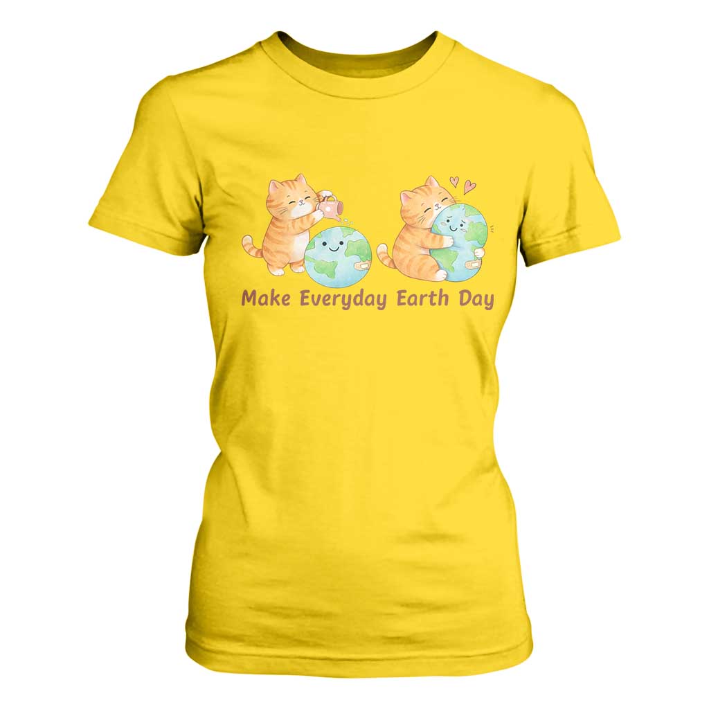 Make Everyday Earth Day T Shirt For Women Cute Cat Healing Planet Earth TS12 Daisy Print Your Wear