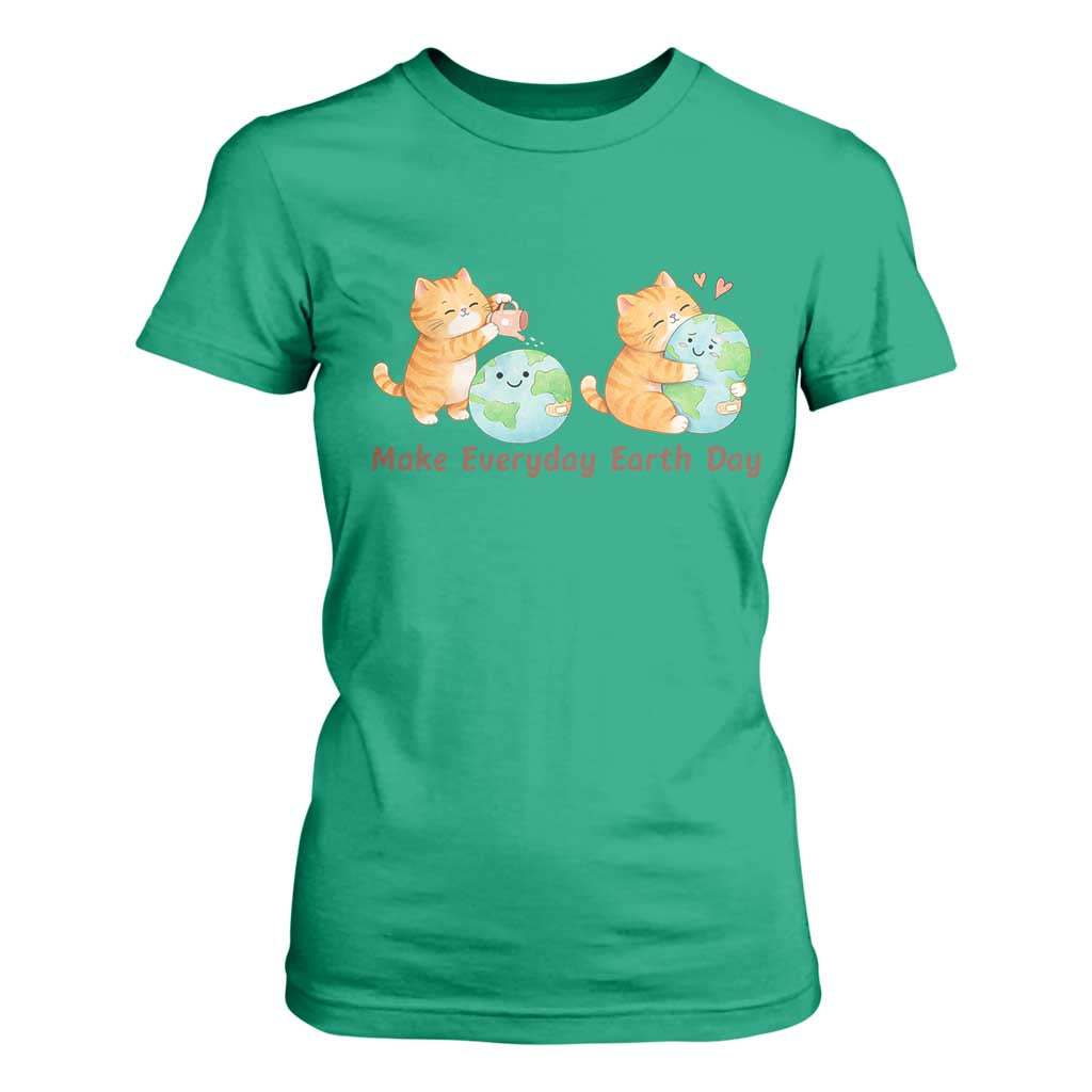 Make Everyday Earth Day T Shirt For Women Cute Cat Healing Planet Earth TS12 Irish Green Print Your Wear