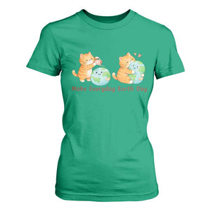 Make Everyday Earth Day T Shirt For Women Cute Cat Healing Planet Earth TS12 Irish Green Print Your Wear