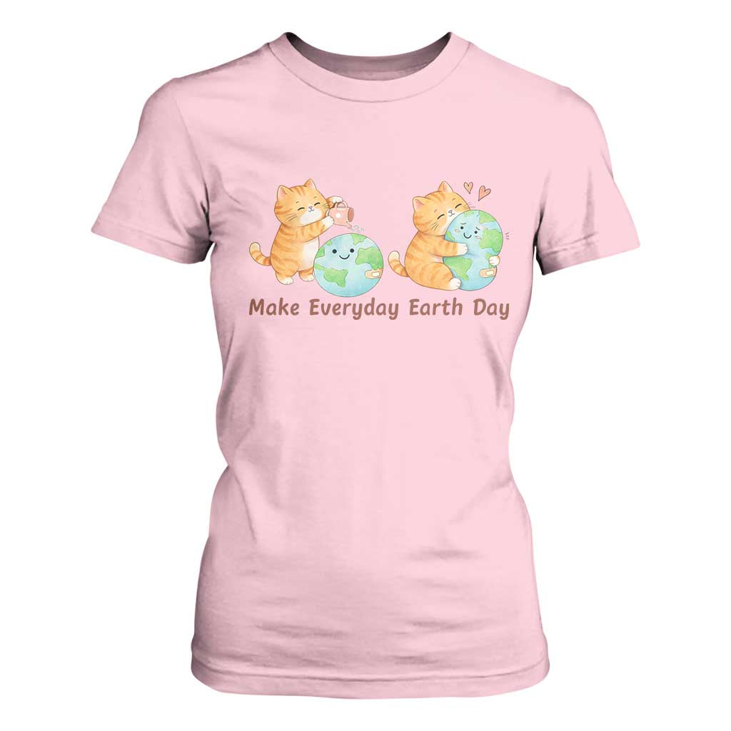 Make Everyday Earth Day T Shirt For Women Cute Cat Healing Planet Earth TS12 Light Pink Print Your Wear
