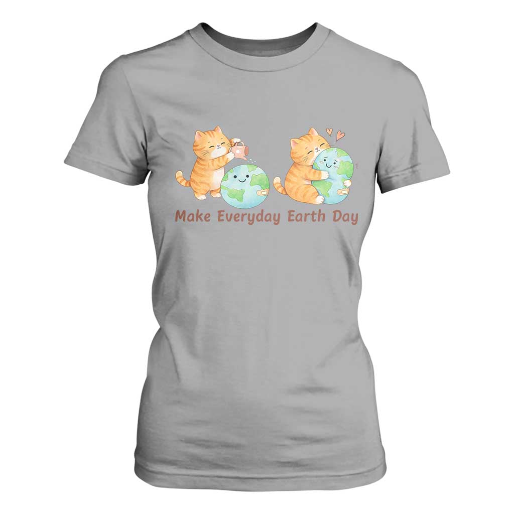 Make Everyday Earth Day T Shirt For Women Cute Cat Healing Planet Earth TS12 Sport Gray Print Your Wear