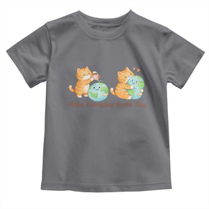 Make Everyday Earth Day Toddler T Shirt Cute Cat Healing Planet Earth TS12 Charcoal Print Your Wear
