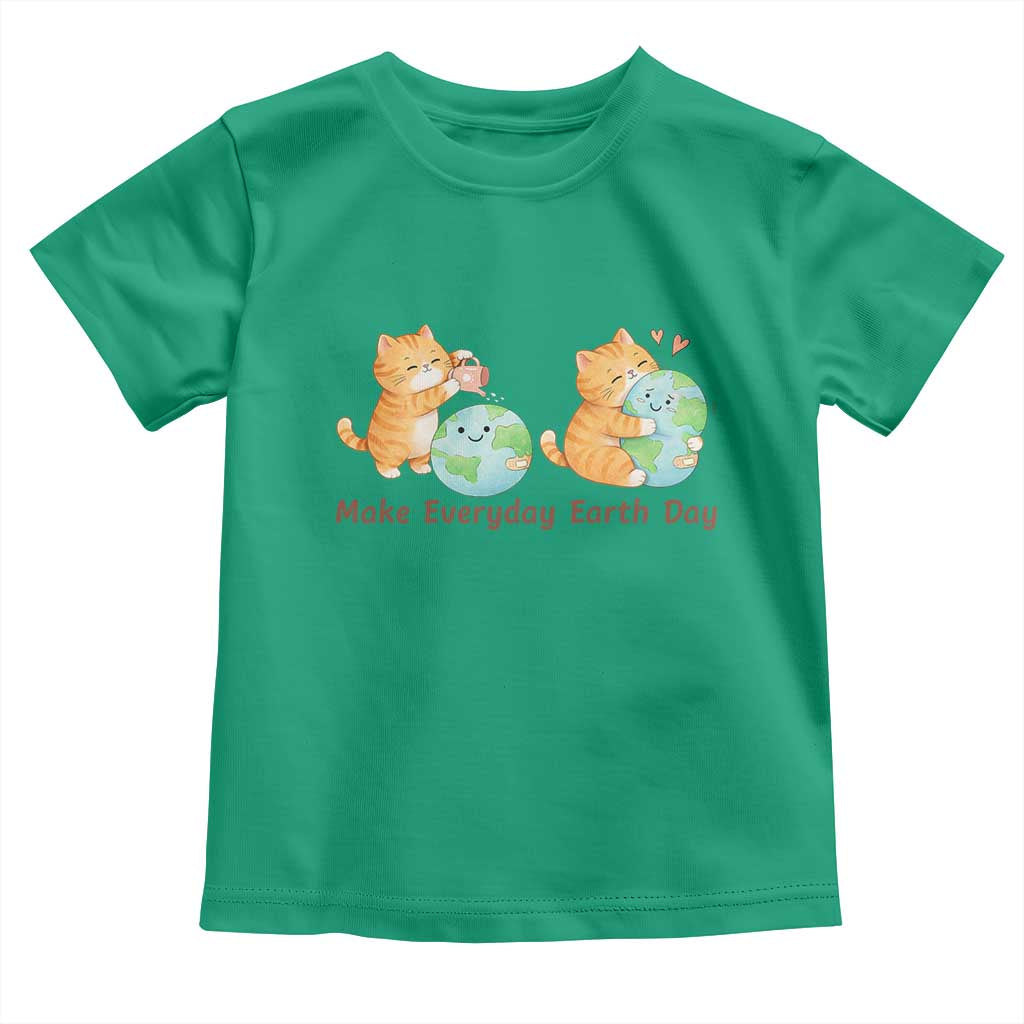 Make Everyday Earth Day Toddler T Shirt Cute Cat Healing Planet Earth TS12 Irish Green Print Your Wear