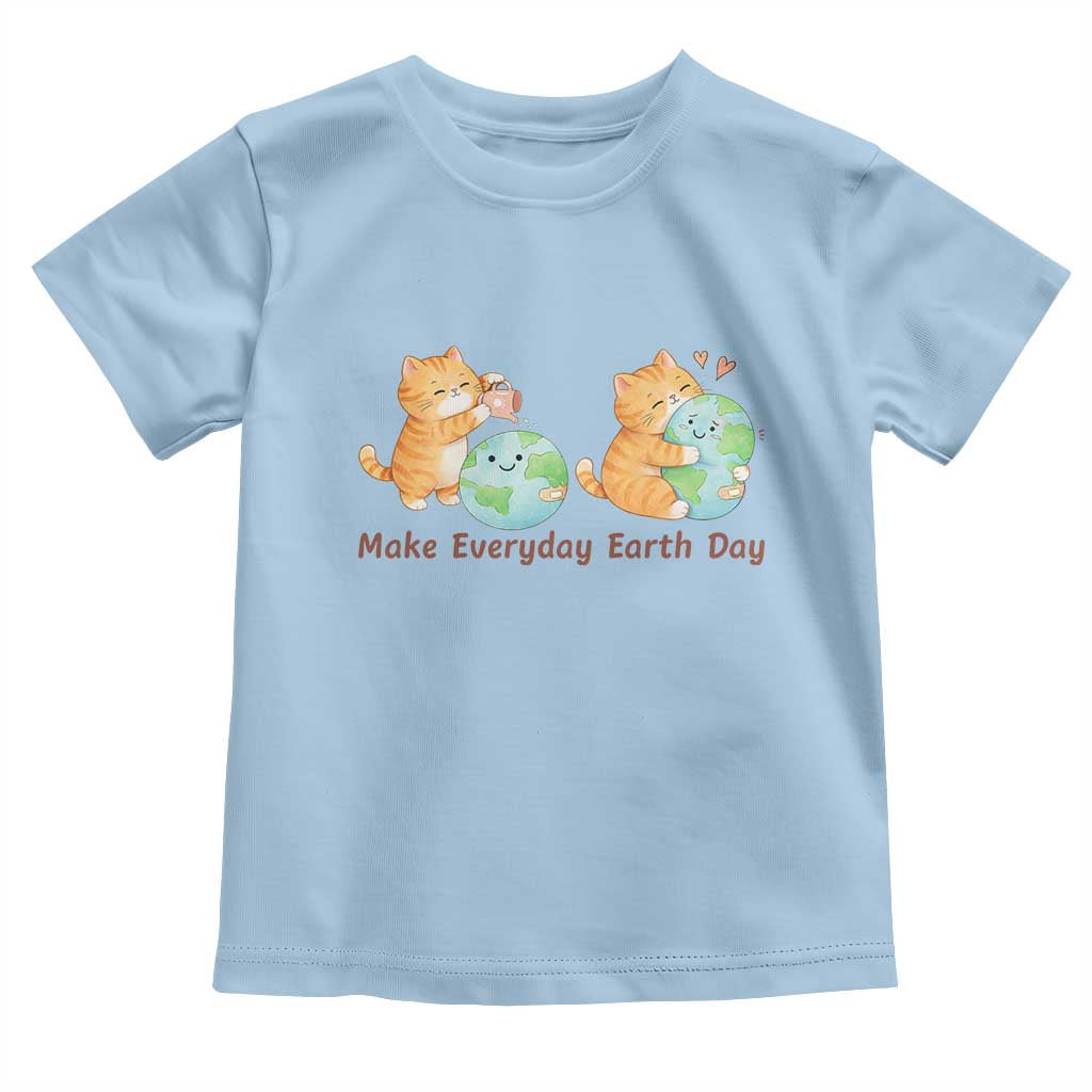 Make Everyday Earth Day Toddler T Shirt Cute Cat Healing Planet Earth TS12 Light Blue Print Your Wear