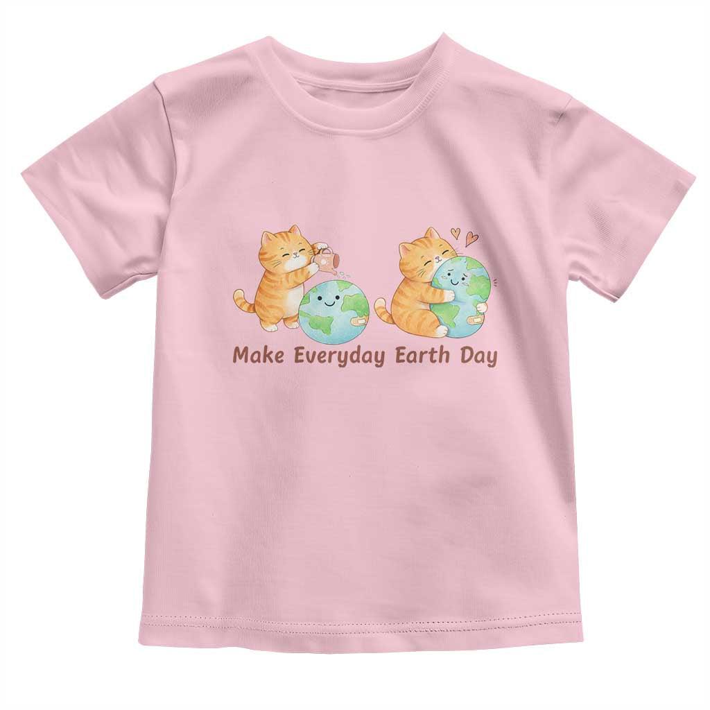 Make Everyday Earth Day Toddler T Shirt Cute Cat Healing Planet Earth TS12 Light Pink Print Your Wear