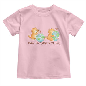 Make Everyday Earth Day Toddler T Shirt Cute Cat Healing Planet Earth TS12 Light Pink Print Your Wear