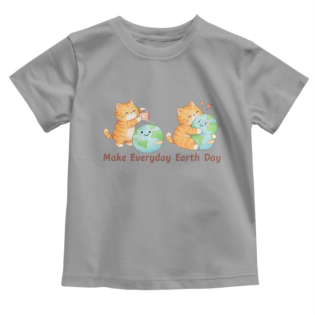 Make Everyday Earth Day Toddler T Shirt Cute Cat Healing Planet Earth TS12 Sport Gray Print Your Wear