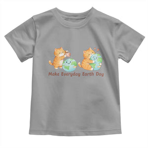 Make Everyday Earth Day Toddler T Shirt Cute Cat Healing Planet Earth TS12 Sport Gray Print Your Wear