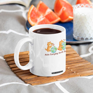 Make Everyday Earth Day Coffee Mug Cute Cat Healing Planet Earth TS12 Print Your Wear