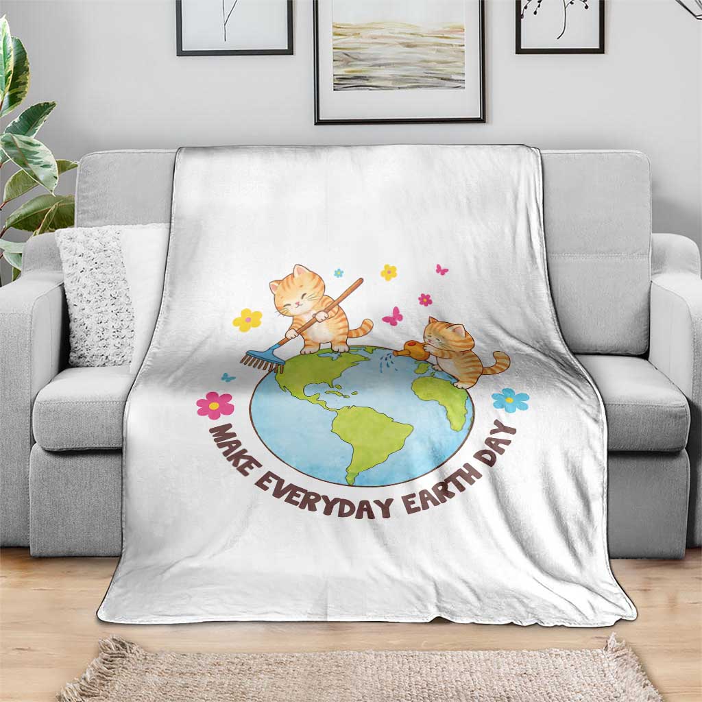 Make Everyday Earth Day Throw Blanket Funny Cat Lover Gift TS12 Print Your Wear