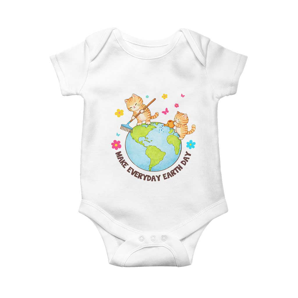 Make Everyday Earth Day Baby Onesie Funny Cat Lover Gift TS12 White Print Your Wear