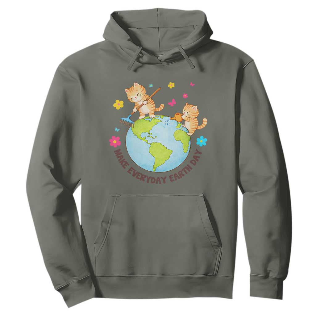Make Everyday Earth Day Hoodie Funny Cat Lover Gift TS12 Military Green Print Your Wear