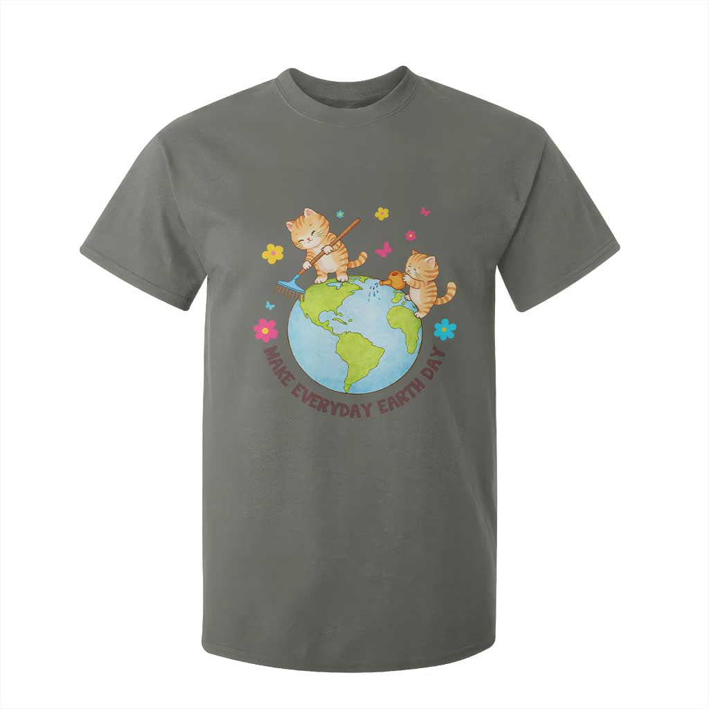 Make Everyday Earth Day T Shirt For Kid Funny Cat Lover Gift TS12 Military Green Print Your Wear
