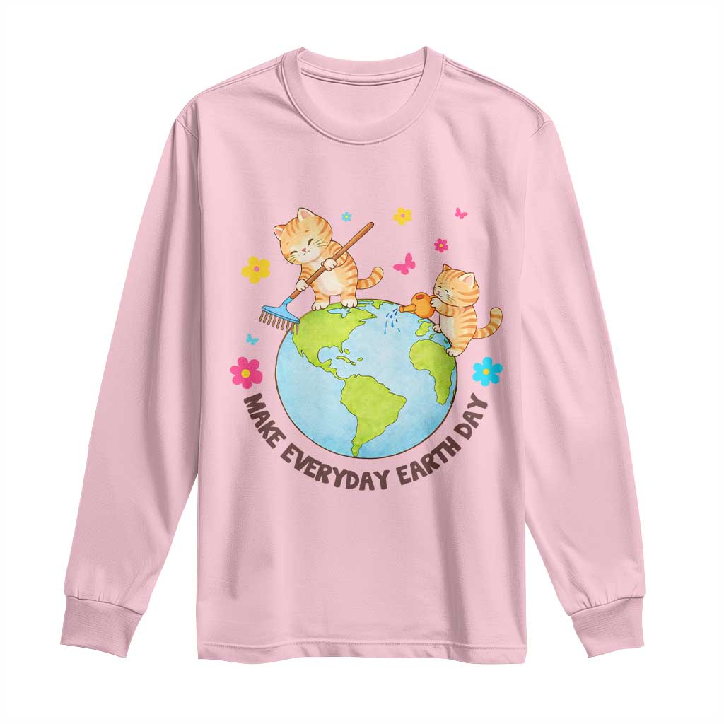 Make Everyday Earth Day Long Sleeve Shirt Funny Cat Lover Gift TS12 Light Pink Print Your Wear