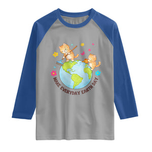 Make Everyday Earth Day Raglan Shirt Funny Cat Lover Gift TS12 Sport Gray Royal Print Your Wear