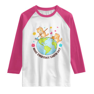 Make Everyday Earth Day Raglan Shirt Funny Cat Lover Gift TS12 White Heliconia Print Your Wear