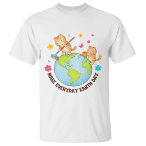 Make Everyday Earth Day T Shirt Funny Cat Lover Gift TS12 White Print Your Wear