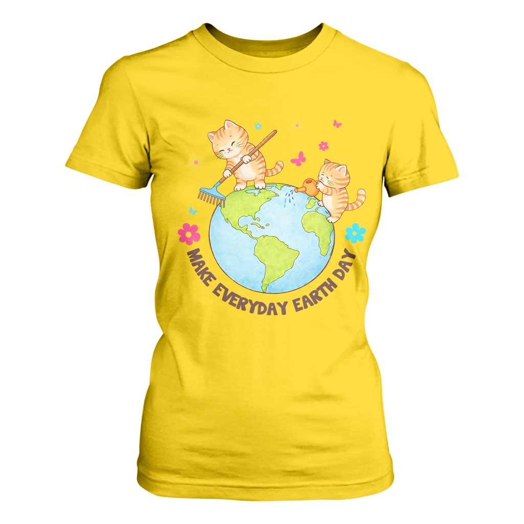 Make Everyday Earth Day T Shirt For Women Funny Cat Lover Gift TS12 Daisy Print Your Wear