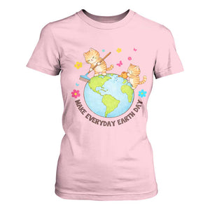 Make Everyday Earth Day T Shirt For Women Funny Cat Lover Gift TS12 Light Pink Print Your Wear