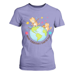 Make Everyday Earth Day T Shirt For Women Funny Cat Lover Gift TS12 Violet Print Your Wear