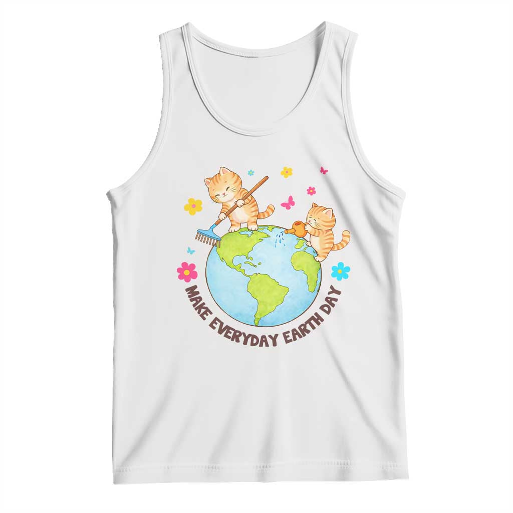 Make Everyday Earth Day Tank Top Funny Cat Lover Gift TS12 White Print Your Wear