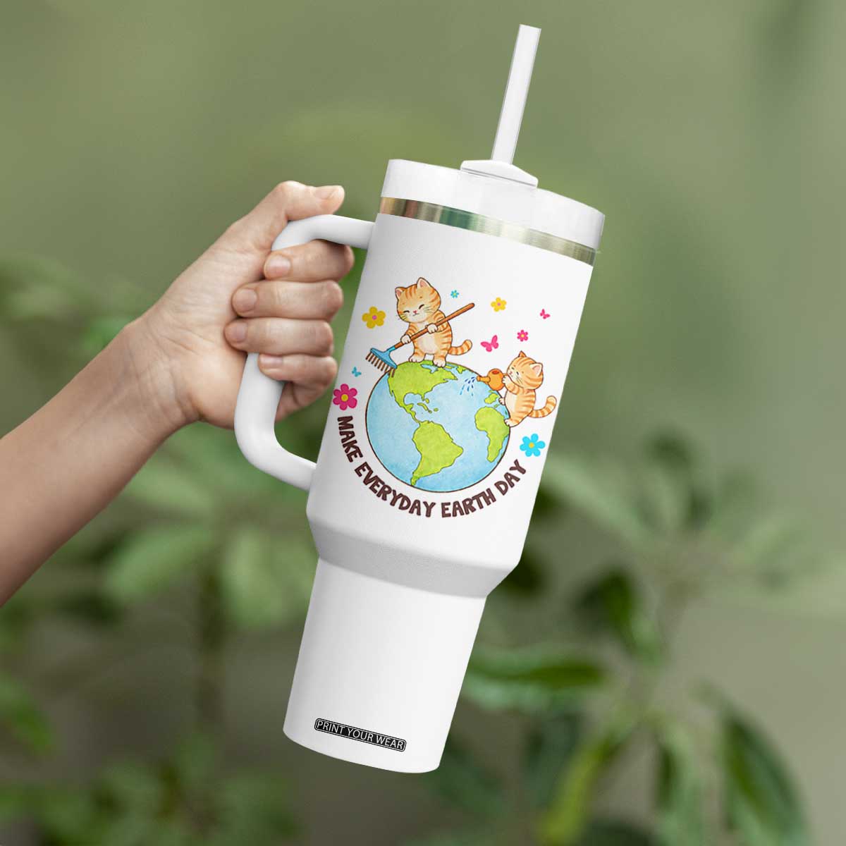 Make Everyday Earth Day Tumbler With Handle Funny Cat Lover Gift TS12 Print Your Wear