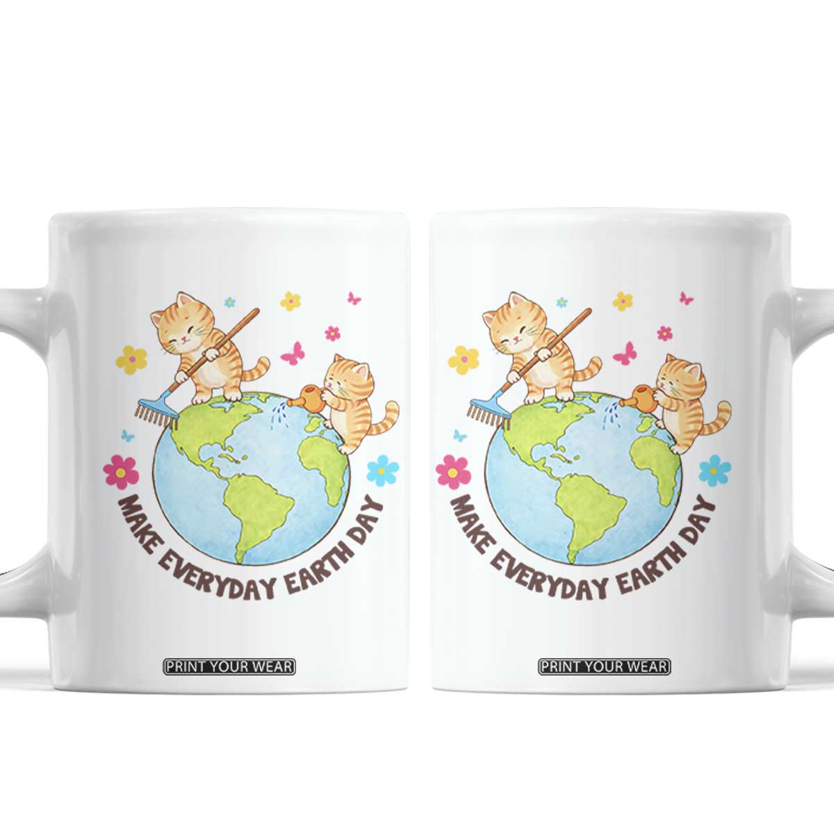 Make Everyday Earth Day Coffee Mug Funny Cat Lover Gift TS12 White Print Your Wear