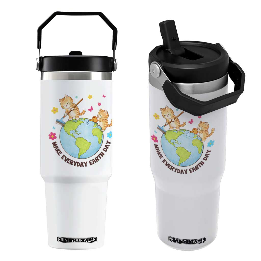 Make Everyday Earth Day Flip Straw Tumbler Funny Cat Lover Gift TS12 One Size: 30 oz White Print Your Wear