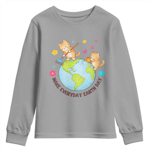 Make Everyday Earth Day Youth Sweatshirt Funny Cat Lover Gift TS12 Sport Gray Print Your Wear