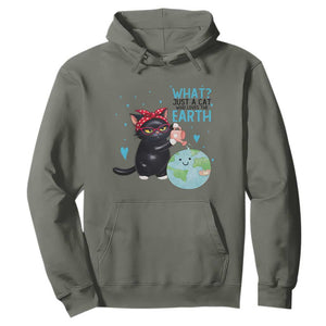 Just A Cat Who Loves The Earth Hoodie Earth Day Cat Lover Gift TS12 Military Green Print Your Wear