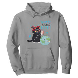 Just A Cat Who Loves The Earth Hoodie Earth Day Cat Lover Gift TS12 Sport Gray Print Your Wear