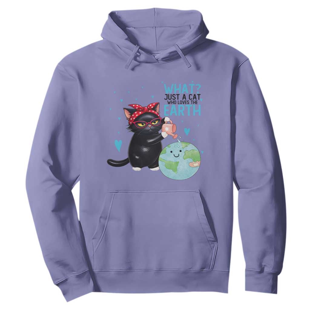 Just A Cat Who Loves The Earth Hoodie Earth Day Cat Lover Gift TS12 Violet Print Your Wear