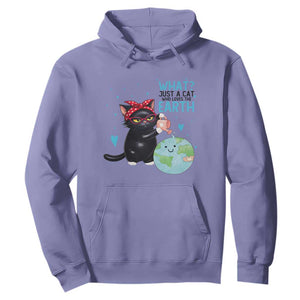 Just A Cat Who Loves The Earth Hoodie Earth Day Cat Lover Gift TS12 Violet Print Your Wear