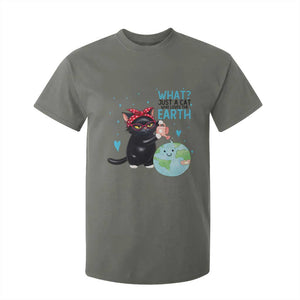 Just A Cat Who Loves The Earth T Shirt For Kid Earth Day Cat Lover Gift TS12 Military Green Print Your Wear