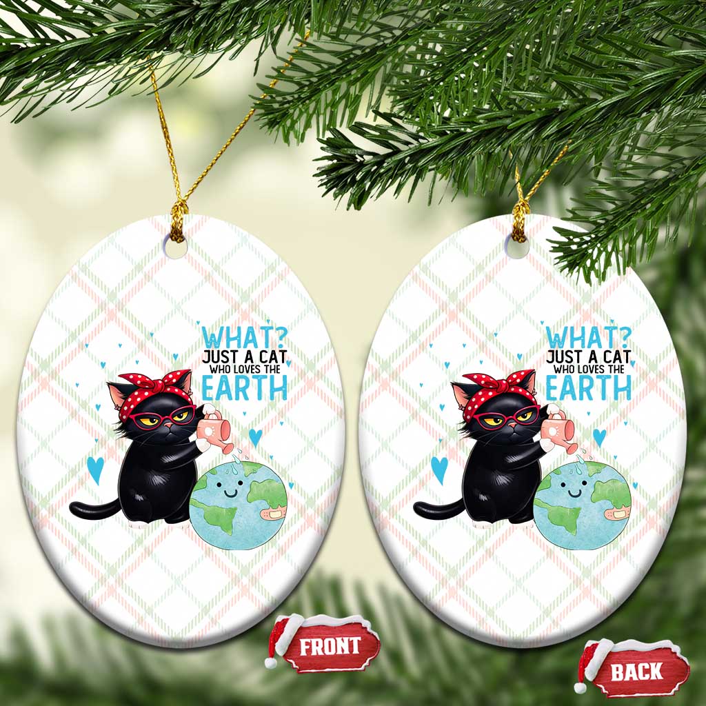 Just A Cat Who Loves The Earth Ceramic Ornament Earth Day Cat Lover Gift TS12 Print Your Wear