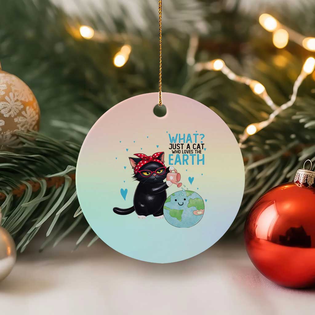 Just A Cat Who Loves The Earth Ceramic Ornament Earth Day Cat Lover Gift TS12 1pc Pastel Print Your Wear