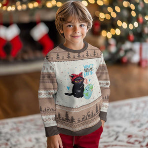 Just A Cat Who Loves The Earth Ugly Christmas Sweater Earth Day Cat Lover Gift TS12 Mocha Mousse Print Your Wear