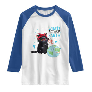 Just A Cat Who Loves The Earth Raglan Shirt Earth Day Cat Lover Gift TS12 White Royal Print Your Wear