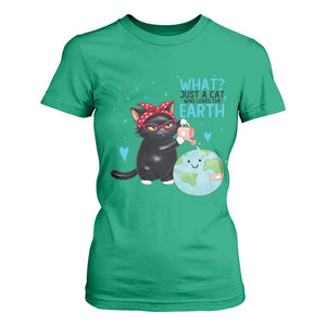 Just A Cat Who Loves The Earth T Shirt For Women Earth Day Cat Lover Gift TS12 Irish Green Print Your Wear