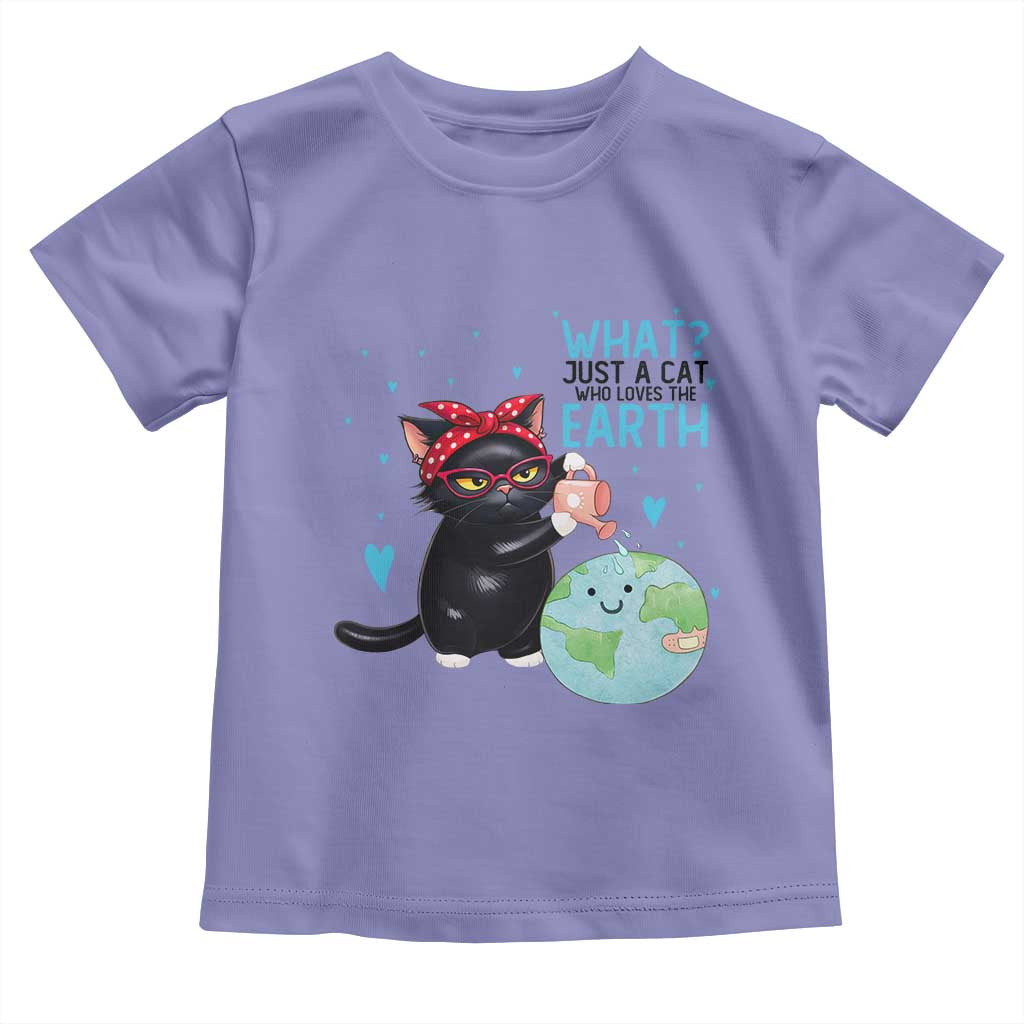 Just A Cat Who Loves The Earth Toddler T Shirt Earth Day Cat Lover Gift TS12 Violet Print Your Wear