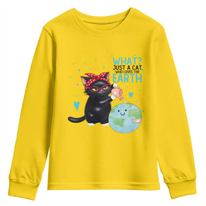 Just A Cat Who Loves The Earth Youth Sweatshirt Earth Day Cat Lover Gift TS12 Daisy Print Your Wear