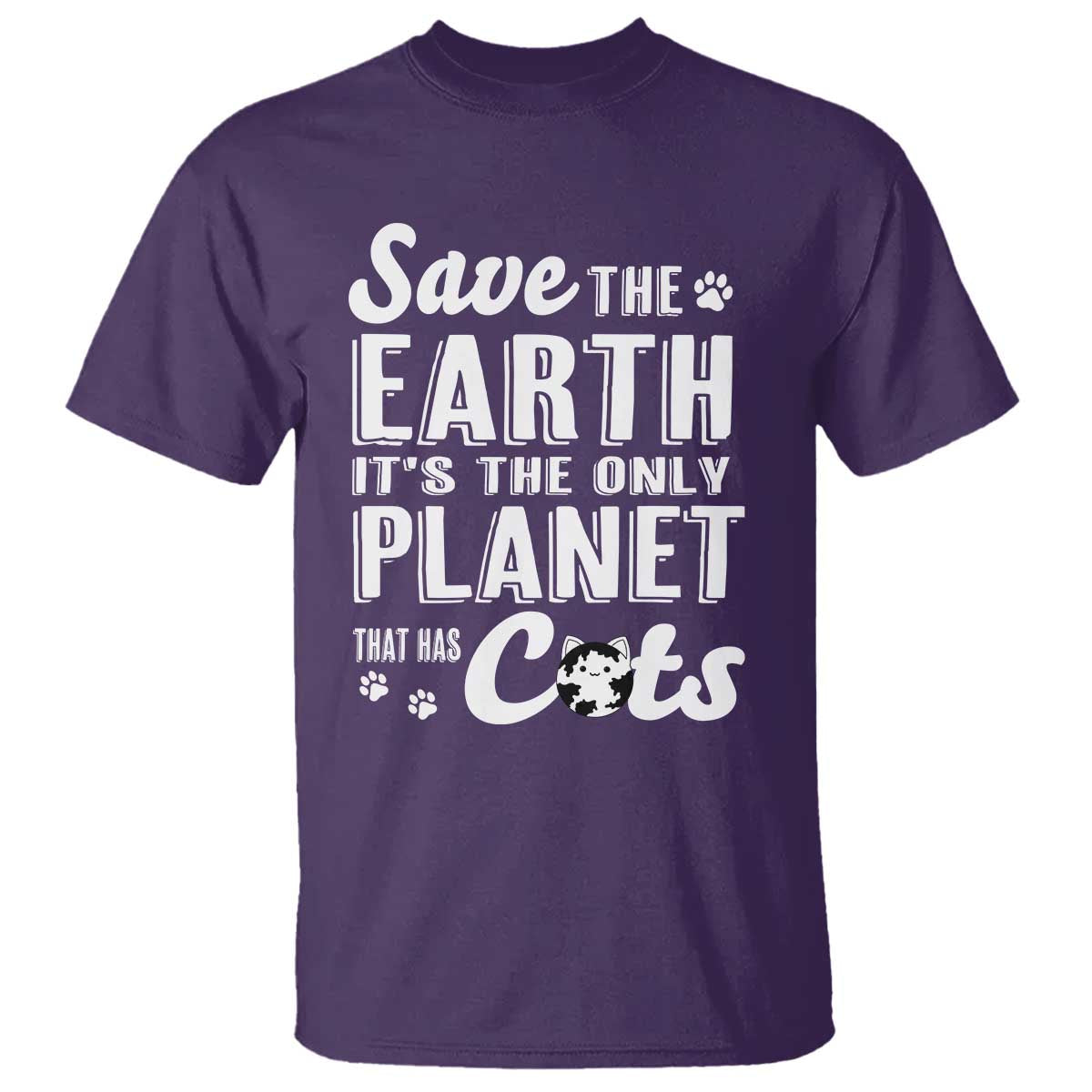 Earth Day Cat Lover T Shirt Save Earth Its The Only Planet With Cats TS12 Purple Print Your Wear