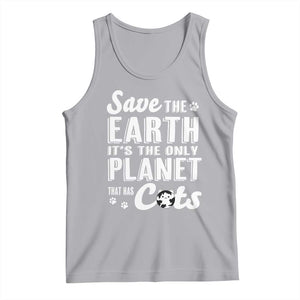 Earth Day Cat Lover Tank Top Save Earth Its The Only Planet With Cats TS12 Athletic Heather Print Your Wear