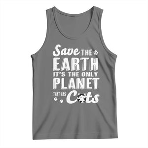 Earth Day Cat Lover Tank Top Save Earth Its The Only Planet With Cats TS12 Black Heather Print Your Wear