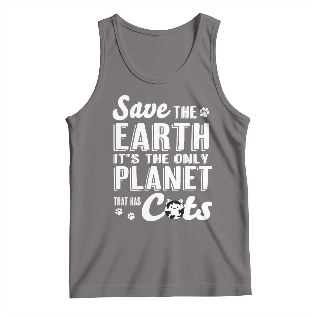 Earth Day Cat Lover Tank Top Save Earth Its The Only Planet With Cats TS12 Deep Heather Print Your Wear